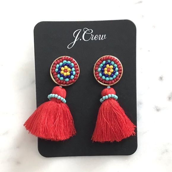 J. Crew Colorful Beaded Tassel Earrings - Picture 3 of 6